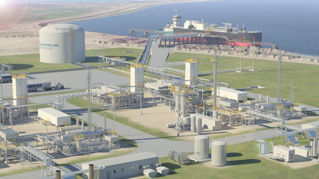 Venue/architecture.

Vista aérea de Galveston LNG, Freeport. Infraestructura portuaria para carga de gas natural licuado. Inversión en real estate. #InmobiliareSummits #México