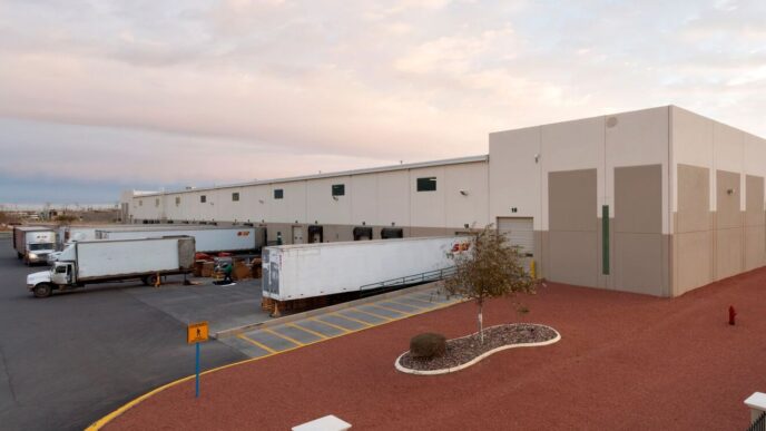 Venue/architecture.

Fachada de propiedad de Prologis en México. Fibra Prologis anuncia adquisición en la frontera norte. Inmobiliare Summits destaca inversión en real estate.