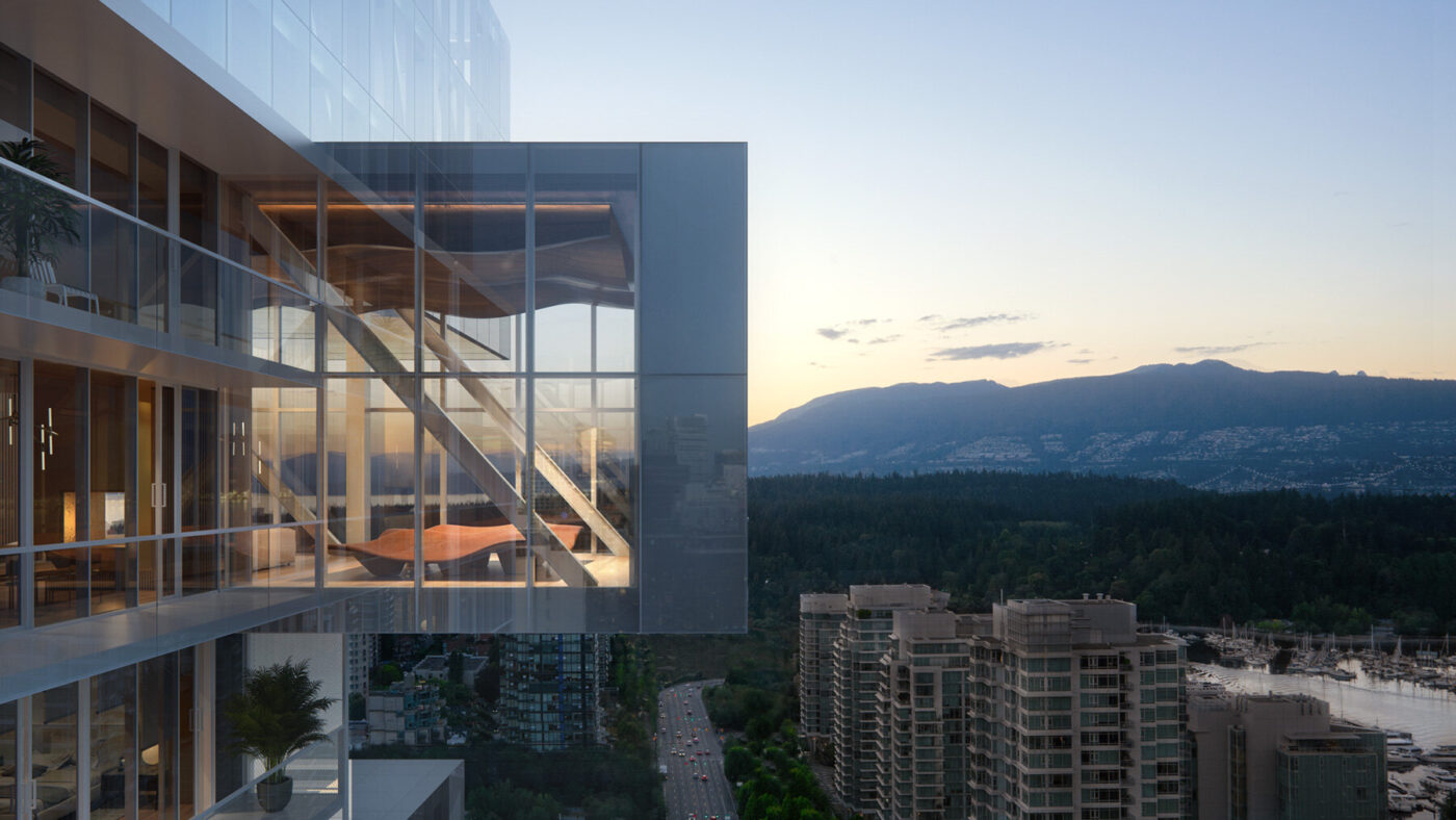 venue/architecture
Vista del diseño arquitectónico moderno en Inmobiliare Summits, con un puente acristalado que conecta edificios. Diseño urbano en México/LATAM.