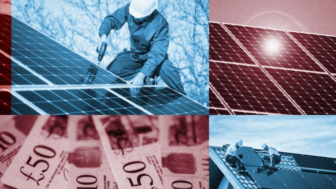 Inversión en energía limpia: Instalación de paneles solares en Reino Unido con billetes de libras esterlinas. Fondo Nacional impulsa la sostenibilidad