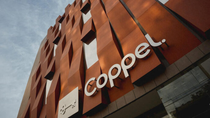 Venue/architecture.

Fachada del edificio Coppel, patrocinador de Inmobiliare Summits, evento de real estate en México. Arquitectura moderna en la ciudad.