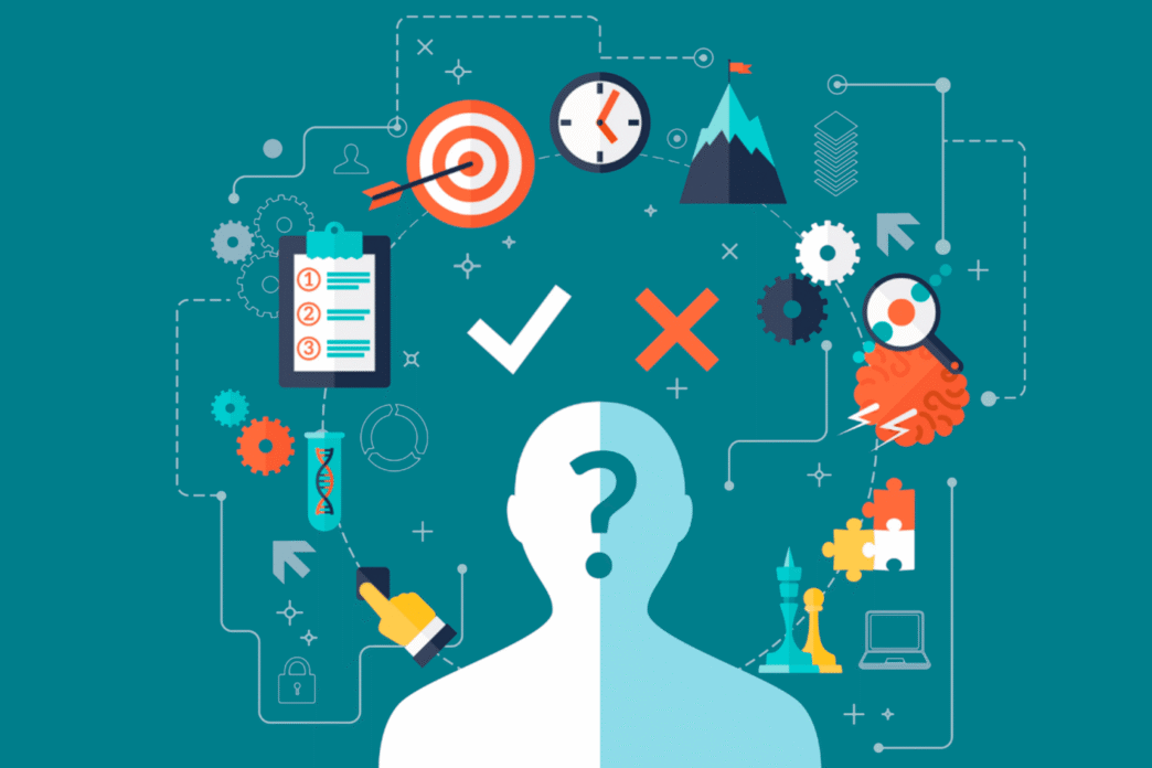 Ilustración de habilidades y decisiones en bienes raíces. Conceptos de planificación y análisis para el éxito en el mercado inmobiliario México.