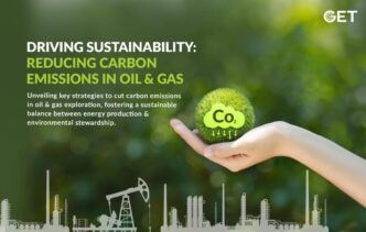 Imagen sobre el impacto de la sostenibilidad en proyectos de gas industrial, mostrando reducción de emisiones de carbono con energía renovable.