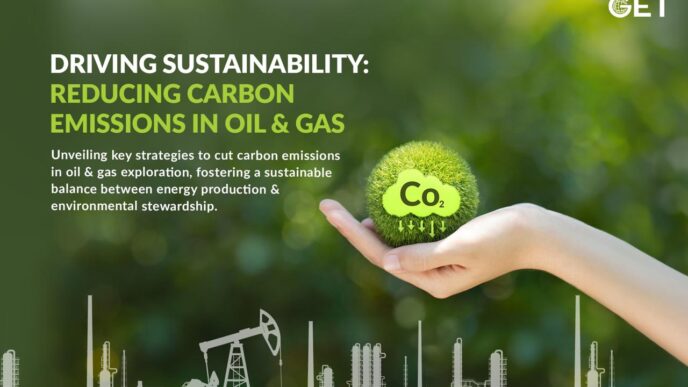 Imagen sobre el impacto de la sostenibilidad en proyectos de gas industrial, mostrando reducción de emisiones de carbono con energía renovable.