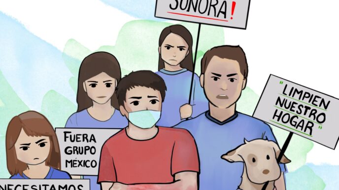city/destination
Ilustración de protesta en Sonora. Manifestantes exigen justicia y limpieza. Impacto en la industria de la construcción y el real estate en México.