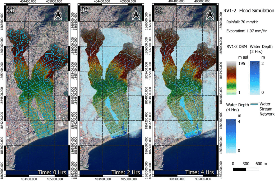 Venue/Architecture.

Simulación de inundación RV1-2 tras huracán Otis en Acapulco, México. Visualización de profundidad del agua en diferentes tiempos. Inmobiliare Summits.