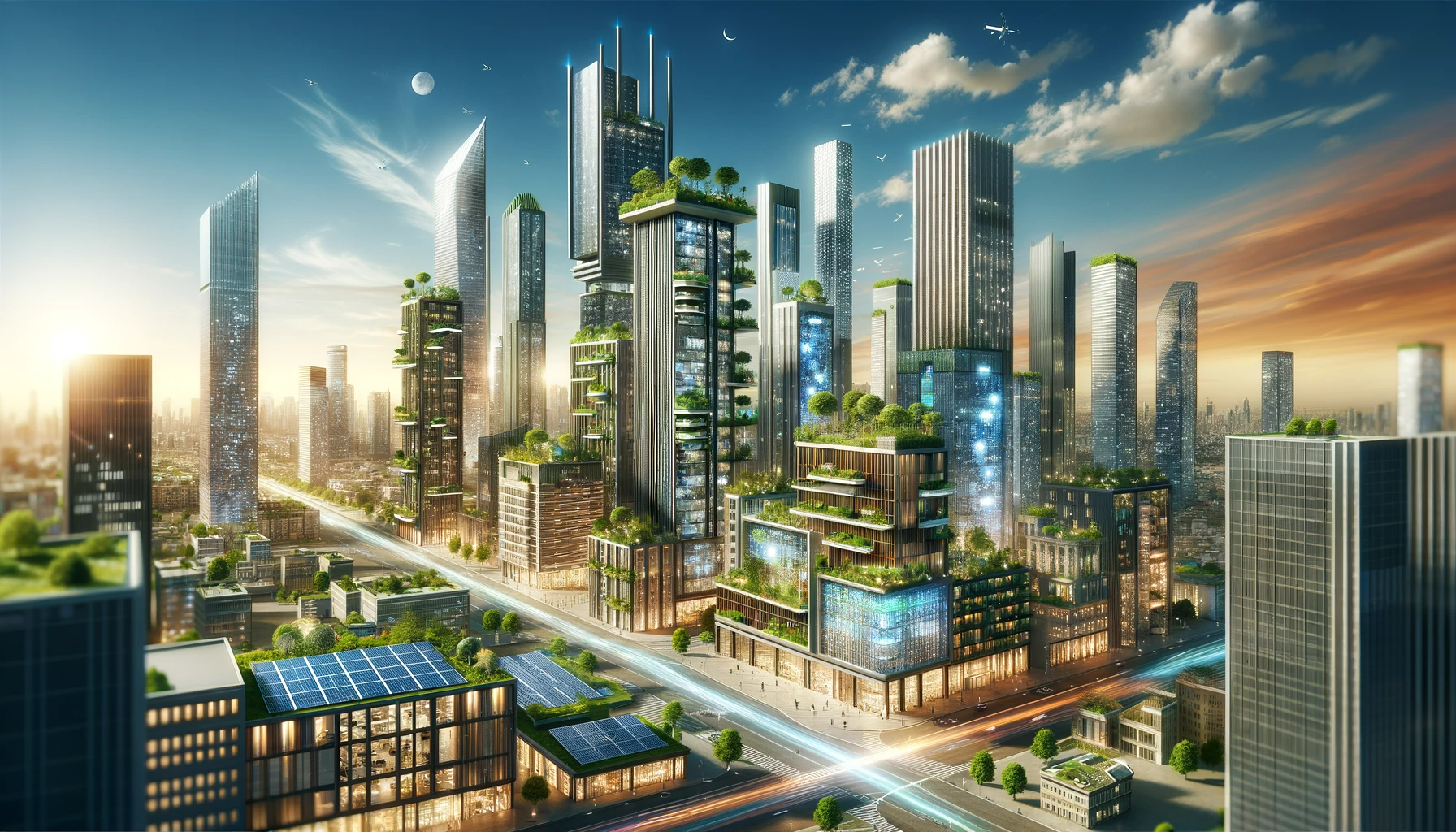 venue/architecture
Ciudad futurista con edificios altos y vegetación. Arquitectura sostenible en México. Diseño urbano innovador para el sector de real estate.