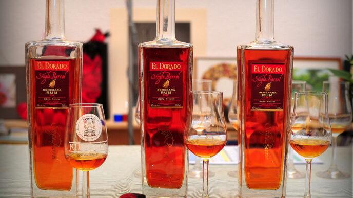 sponsors/branding

El Dorado Single Barrel, ron premium en cata. Botellas y copas listas para degustación en evento Inmobiliare Summits LATAM.