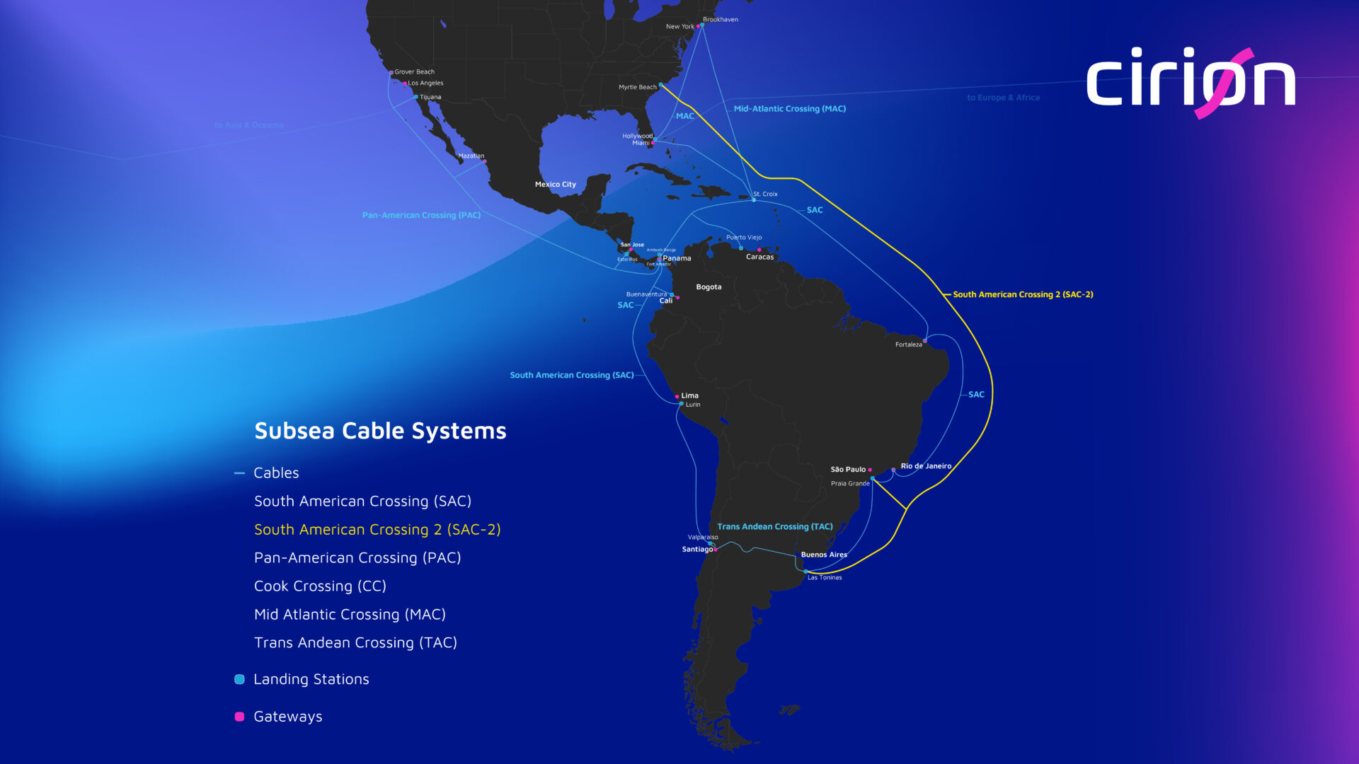 Sponsor Cirion presenta mapa de cables submarinos en LATAM. Inmobiliare Summits destaca la infraestructura de red en México.