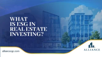 Imagen que ilustra el liderazgo ESG en Real Estate y el Acta de Seguridad Edificatoria, mostrando edificios modernos y el compromiso con inversiones responsables.