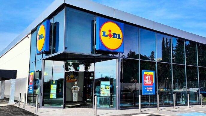 Venue/architecture

Fachada de Lidl en España. Nuevo supermercado con diseño moderno y amplios ventanales. Inmobiliare Summits analiza el sector real estate.