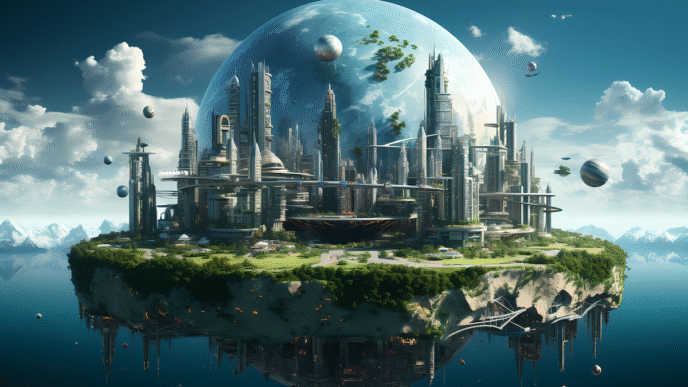 venue/architecture
Ciudad futurista flotante con rascacielos y vegetación exuberante. Diseño innovador de arquitectura urbana en un entorno de ensueño.