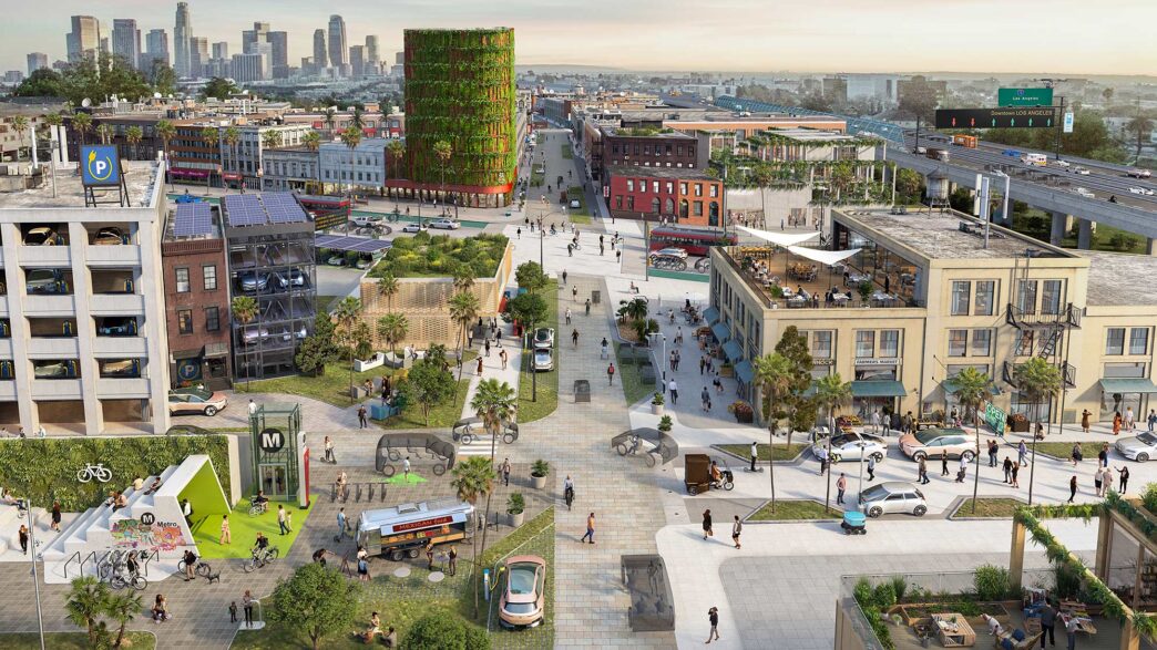 venue/architecture
Diseño arquitectónico de un espacio urbano con edificios verdes. Concepto de ciudad sostenible y movilidad. Inmobiliare Summits.