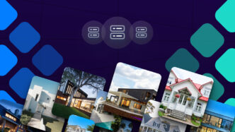 Ilustración de MLS con ChatGPT mostrando casas diversas.  Transformación digital en Real Estate con inteligencia artificial y múltiples listados.