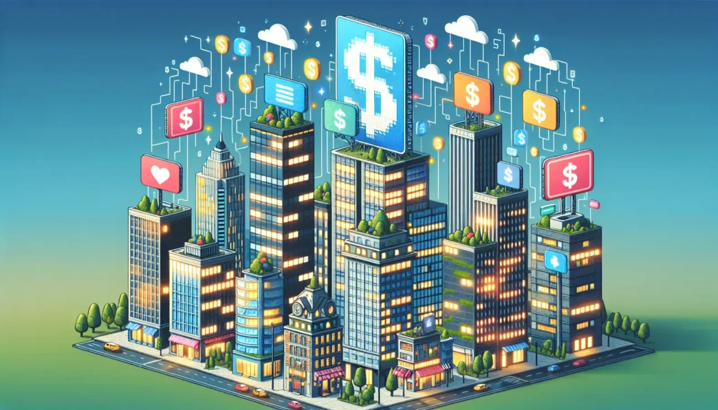 Venue/Architecture.

Ilustración de edificios con símbolos de dólar, representando arquitectura web sostenible. Inmobiliare Summits, real estate, LATAM.