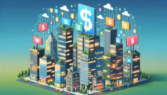 Venue/Architecture.

Ilustración de edificios con símbolos de dólar, representando arquitectura web sostenible. Inmobiliare Summits, real estate, LATAM.