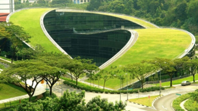 Venue/architecture.

Edificio con techo verde en ciudad turística. Infraestructura sostenible para Inmobiliare Summits, real estate en LATAM.