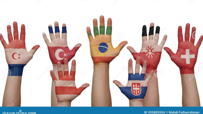 Sponsors/branding.

Manos pintadas con banderas de varios países, simbolizando la colaboración internacional en Inmobiliare Summits, evento de real estate en México.