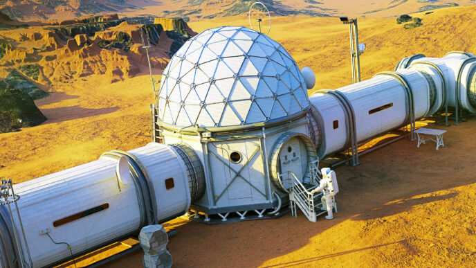 Representación de hábitat lunar. NASA explora construcción de casas en la luna. Innovación Inmobiliare Summits, real estate, LATAM.