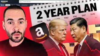 Imagen de nearshoring en México con caras de líderes mundiales, logo de Amazon y calendario de 2 años, reflejando empresas inscritas al RNIE.