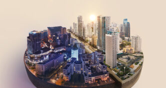 Venue/architecture.
Imagen de la ciudad en 3D, posible sede de Inmobiliare Summits, evento de real estate en LATAM, México. Arquitectura urbana moderna.