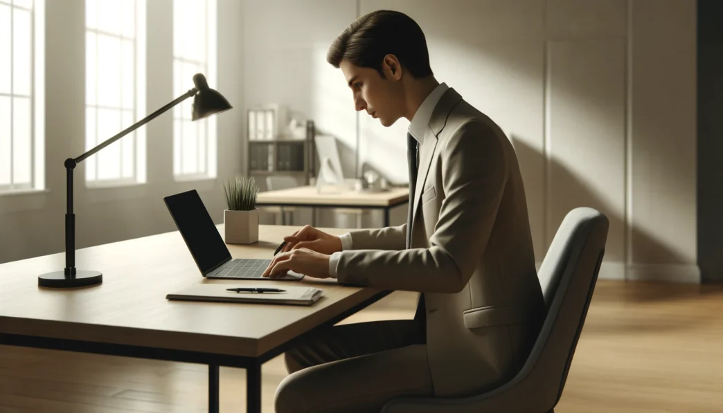 speakers/headshot
Un hombre de negocios trabaja en su laptop en un escritorio iluminado. Profesionalismo y enfoque en el trabajo.