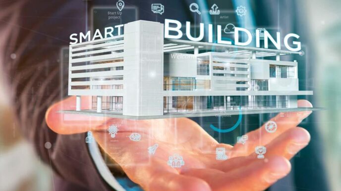 Venue/architecture.

Concepto de edificio inteligente en Inmobiliare Summits, conferencia de real estate en México. Diseño y tecnología para el futuro urbano LATAM.