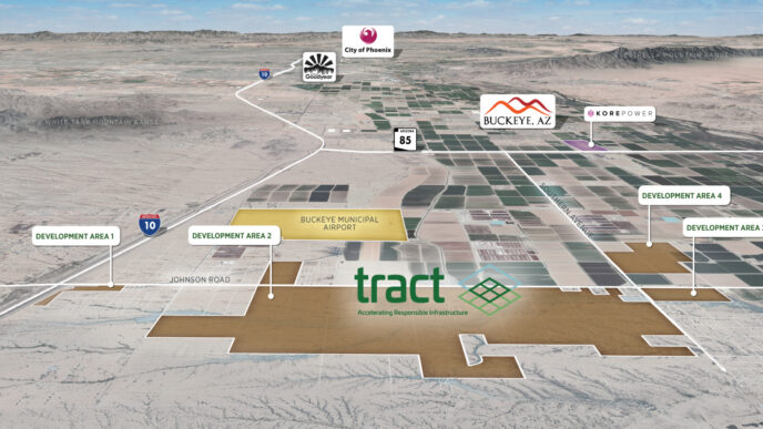venue/architecture

Vista aérea de terrenos en desarrollo en Inmobiliare Summits. Real estate en México, con Buckeye Municipal Airport y marcas de patrocinadores.
