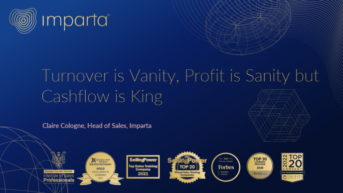 Sponsors/branding.

Claire Cologne, Head of Sales en Imparta, presenta el lema Profit is King en Inmobiliare Summits. Patrocinador de la conferencia real estate en México.