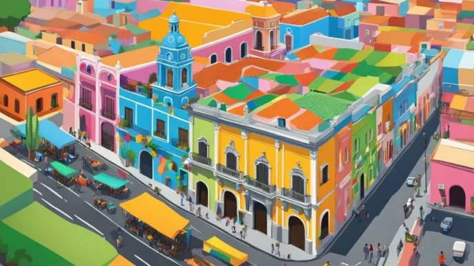 city/destination
Ilustración de Puebla, México, con edificios coloridos. Promoción de Inmobiliare Summits, evento de real estate en LATAM.