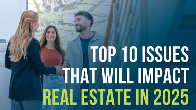 Agente inmobiliario estrechando la mano a una pareja. Impacto de eventos en el sector inmobiliario actual. Asesoramiento y tendencias del mercado.