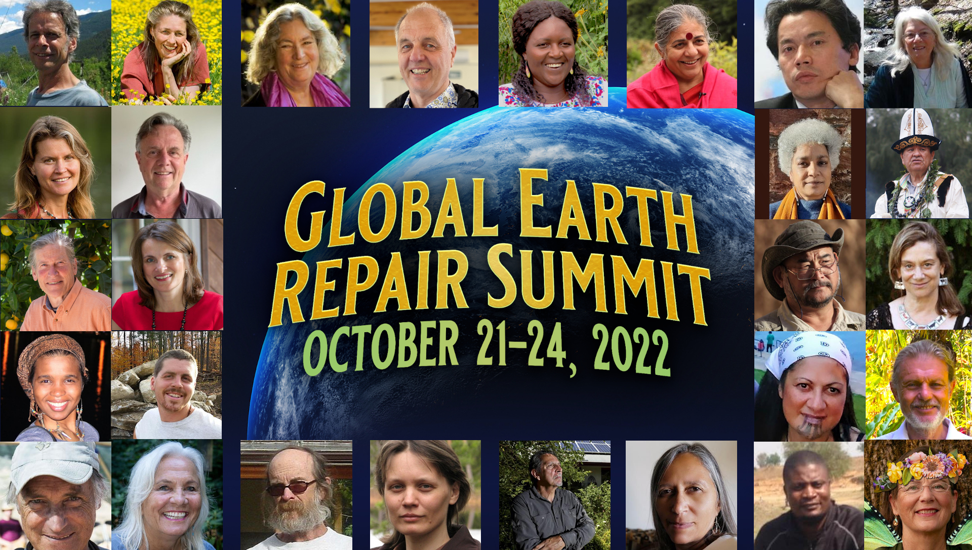 Foto de oradores en Global Earth Repair Summit 2022. Conferencia con expertos en medio ambiente. Evento LATAM.