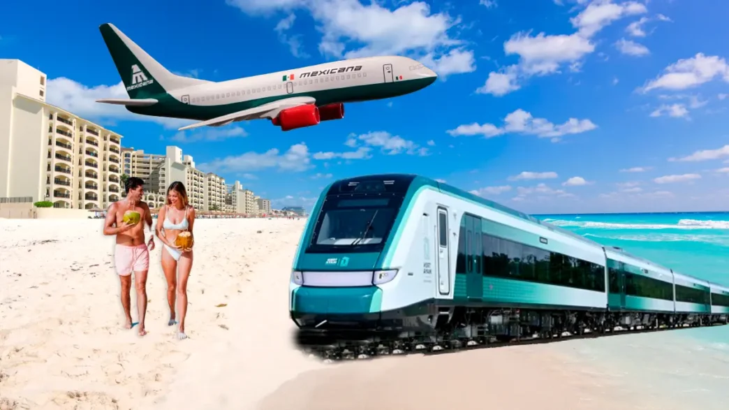 Ciudad turística de México con avión y tren. Destino ideal para eventos Inmobiliare Summits LATAM. Playas y modernidad en una sola imagen.
