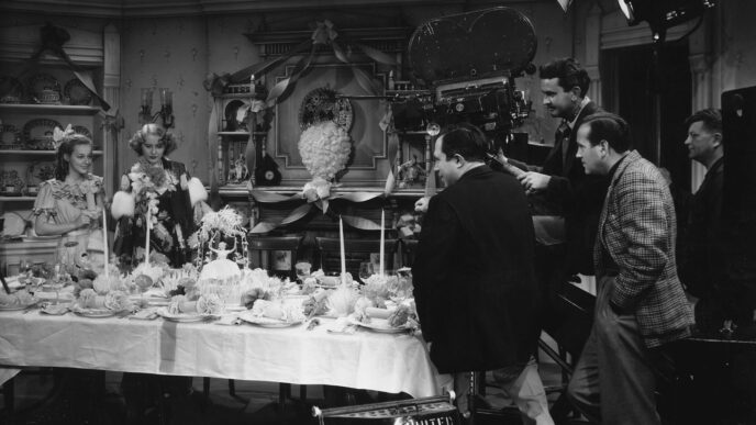 Escena de filmación REBS Tijuana: Actrices frente a la cámara con equipo técnico en un set decorado. Inversiones inmobiliarias en el mercado.