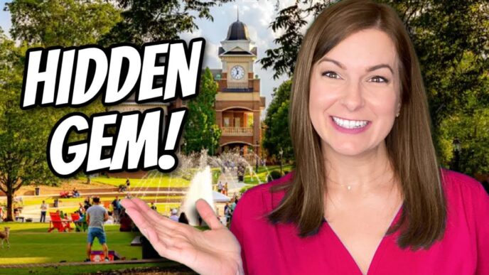 Descubre la joya inmobiliaria oculta: ¡Retail! Imagen muestra una mujer sonriente frente a un parque con una torre de reloj. Inversión rentable.