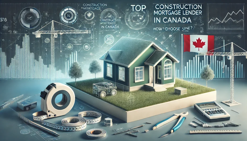 Ilustración de vivienda canadiense con herramientas y gráficos. Hipoteca Green para comprar o remodelar. Inmobiliare Summits, real estate.
