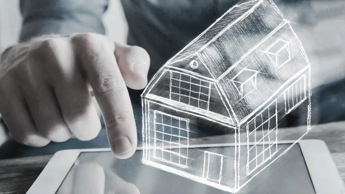 networking/expo
Mano interactuando con diseño digital de casa en tablet. Innovación inmobiliaria en Inmobiliare Summits LATAM. Real estate y tecnología.