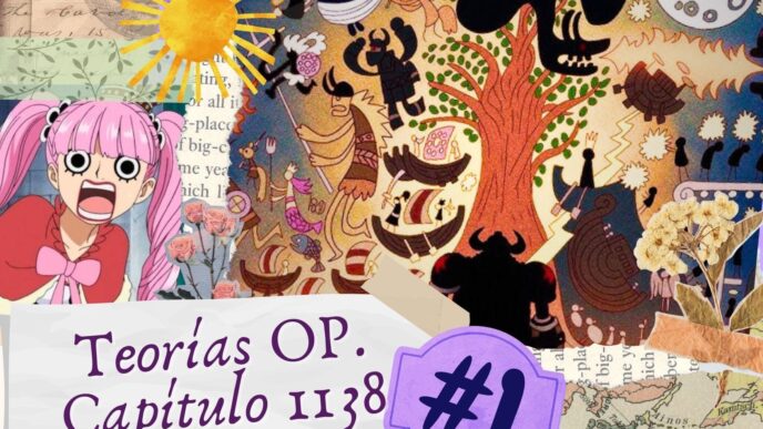 Arte digital con collage de personajes de anime, texto Teorías OP. Capítulo 1138 #1. Diseño creativo para evento Inmobiliare Summits en LATAM.