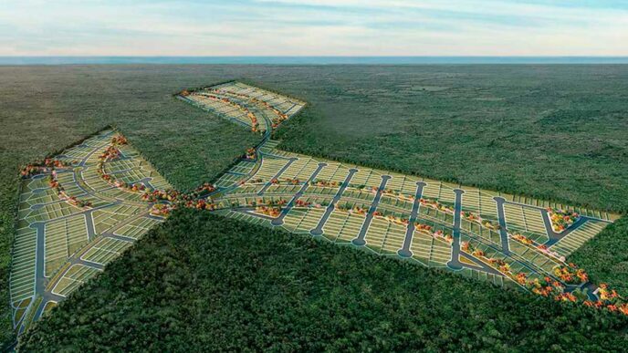 Venue/architecture.

Vista aérea de Sorenna, Grupo GEA, en Yucatán. Proyecto inmobiliario con lotes residenciales. Inmobiliare Summits destaca el auge del real estate en México.