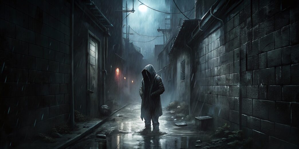 venue/architecture

Calle oscura y lluviosa en México, con una figura encapuchada. Arquitectura urbana sombría. Parque Bicentenario.