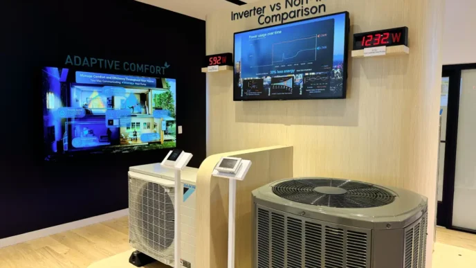 Comparación de tecnologías de calefacción inteligente: Inverter vs No Inverter. Demostración de eficiencia energética para un futuro sostenible.