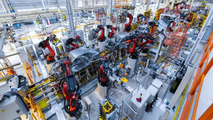 venue/architecture

Línea de ensamblaje automatizada de Tesla en México. Robots ensamblan carrocerías. Inmobiliare Summits destaca la inversión en real estate industrial.