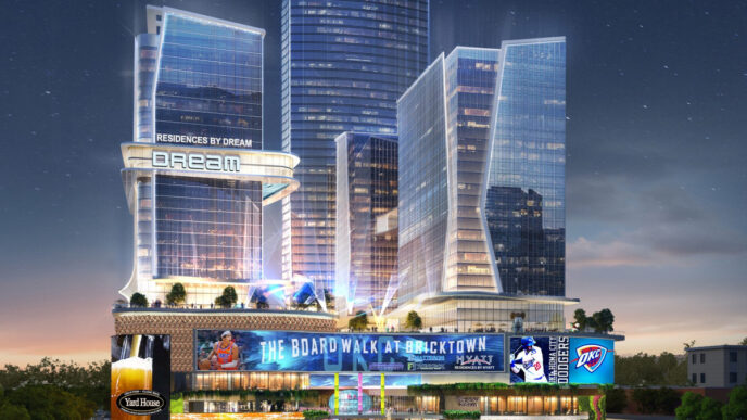 Venue/Architecture.

Diseño arquitectónico de The Boardwalk at Bricktown, un rascacielos en EE. UU. con residencias Dream y Hyatt. Inmobiliare Summits analiza proyectos de real estate.