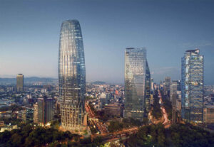 Vista aérea de la ciudad de México, sede de Inmobiliare Summits, conferencia de real estate LATAM. Arquitectura moderna y horizonte urbano.