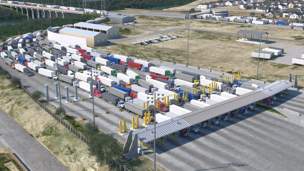 venue/architecture
Viettel Lang Son, primer parque logístico en Vietnam. Vista aérea de camiones esperando en la frontera. Inmobiliare Summits, real estate.