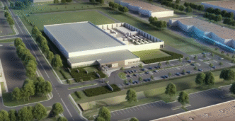 Visualización 3D de arquitectura de datos en real estate, mostrando la integración de sistemas para optimizar la gestión inmobiliaria moderna.