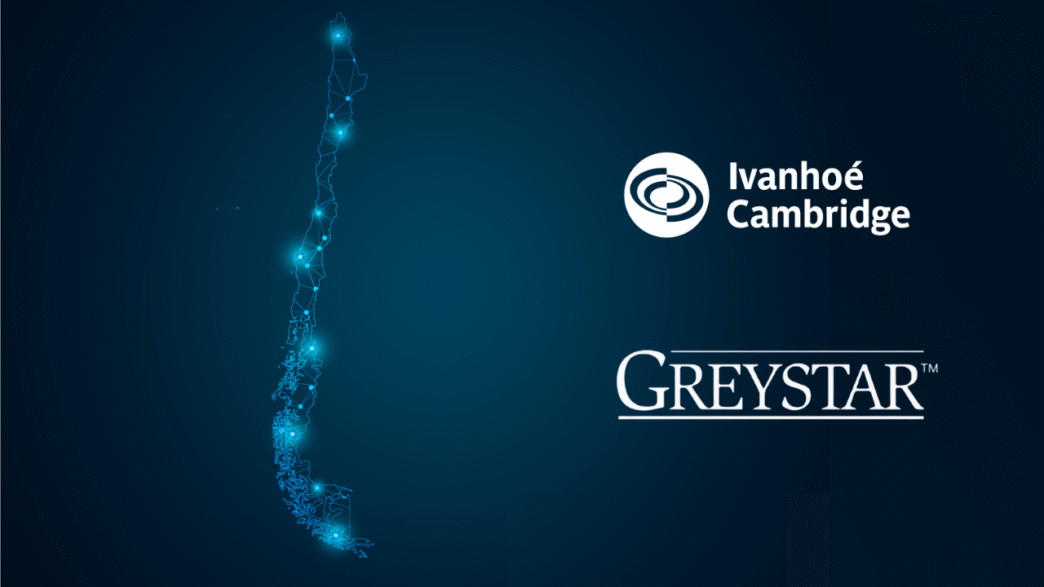 Logos de Ivanhoé Cambridge y Greystar, patrocinadores de Inmobiliare Summits. Diseño digital de Chile. Conferencia de real estate LATAM.