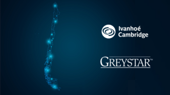 Logos de Ivanhoé Cambridge y Greystar, patrocinadores de Inmobiliare Summits. Diseño digital de Chile. Conferencia de real estate LATAM.