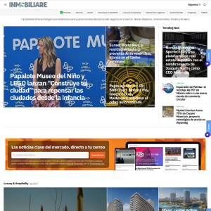 Página Quienes Somos: Papalote Museo y LEGO construyen ciudades infantiles, Sunset World Resort, y noticias inmobiliarias destacadas en titulares.